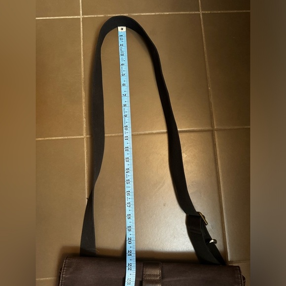 KNOMO LONDON TROON Slim Messenger Laptop Bag Brown Canvas Leather Satchel - Picture 15 of 17